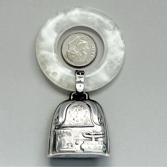 Semi Antique Saart Brothers Mother of Pearl Sterling Silver Teething Ring Bell - Picture 5 of 7